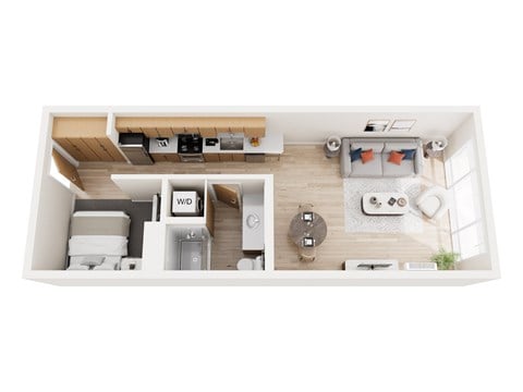 Floor plan for 1 bed, 1 bath, 560 sqft